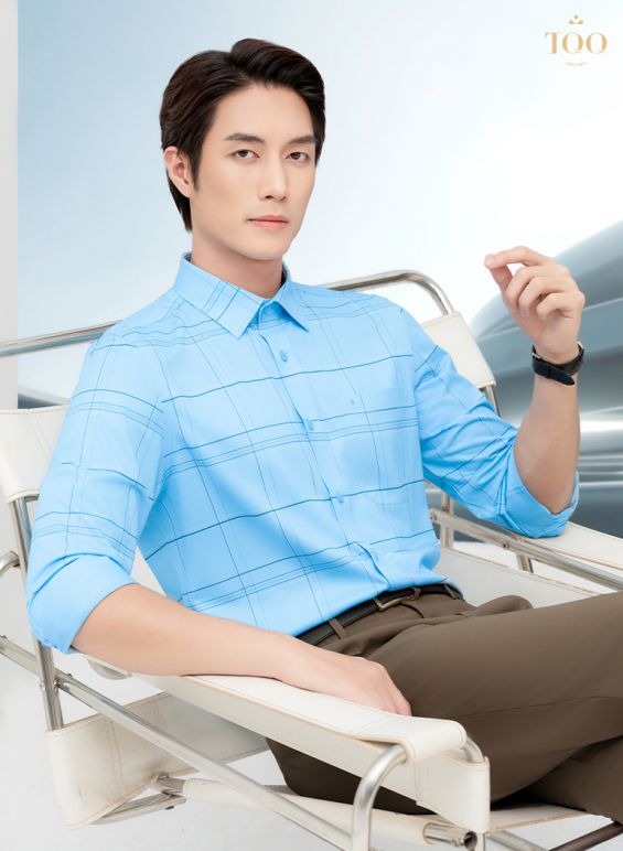 Áo sơ mi dài tay màu xanh biển K691CS