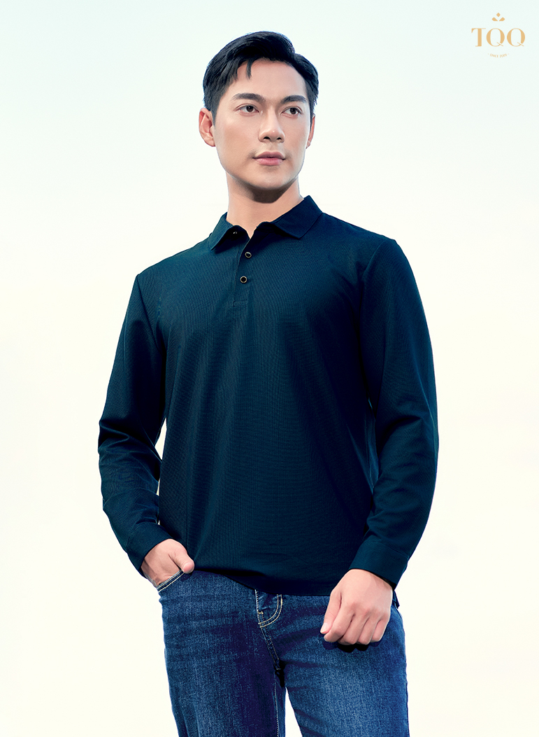 Áo polo dài tay Seamless cao cấp PK2303 màu tím than 9