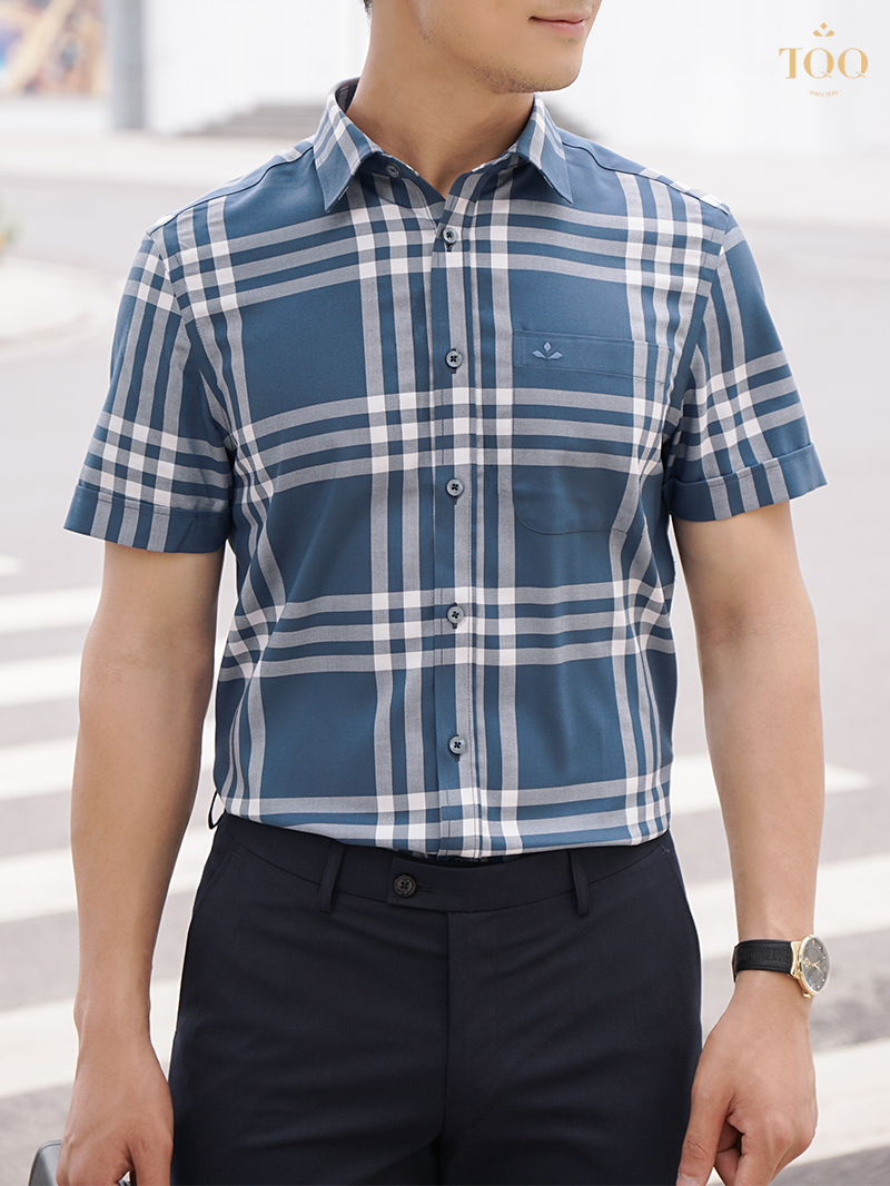 Áo sơ mi ngắn tay kẻ caro K489CB