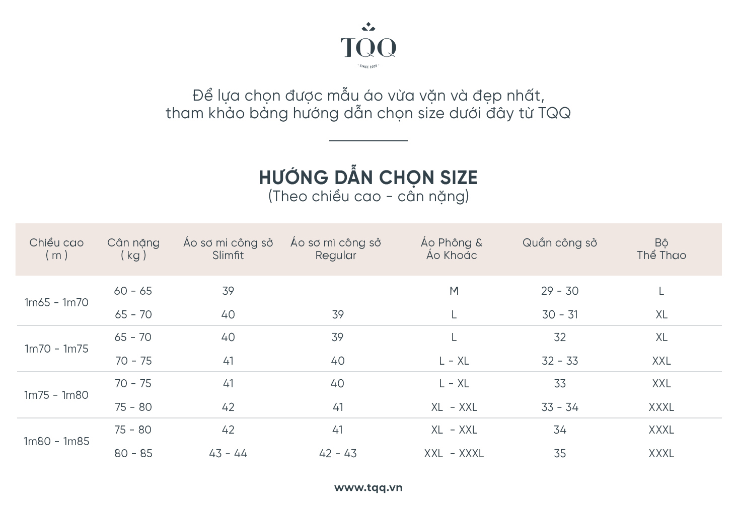 bảng size